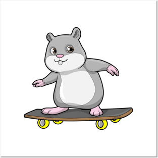 Hamster as Skater with Skateboard Posters and Art